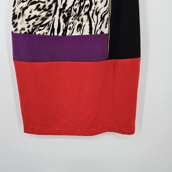 Calvin Klein Leopard Print Colorblock Ponte Knit Dress Wonens Size 14 New - Picture 2 of 7
